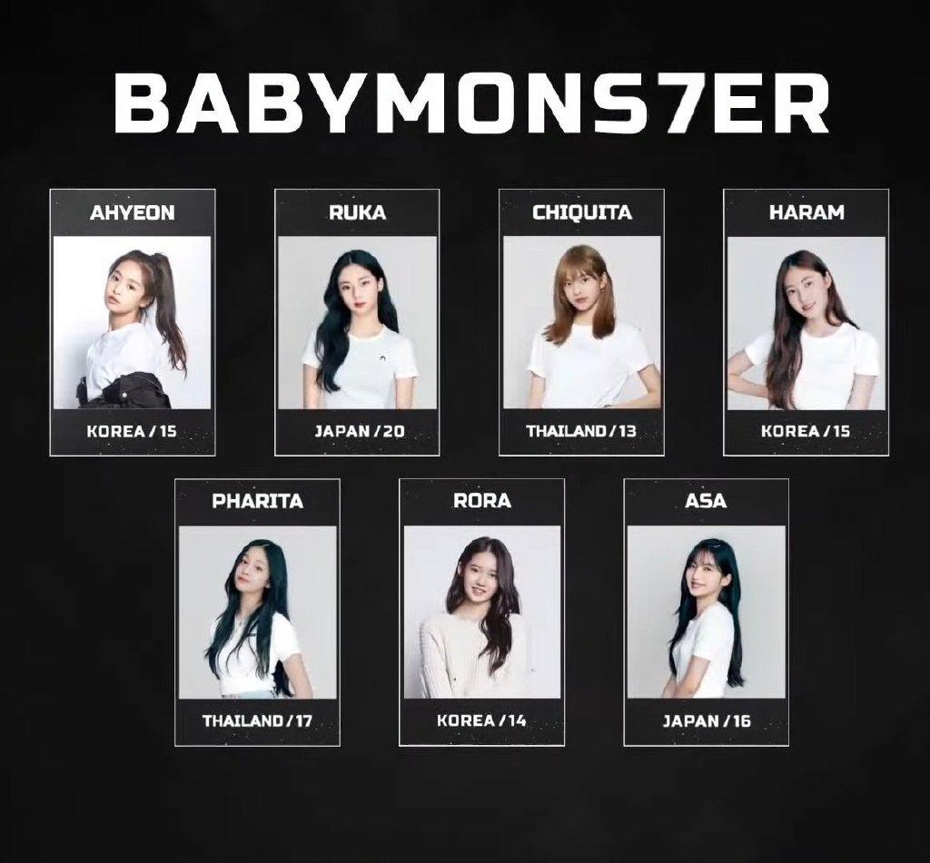 最近新出的韩国女团（YG新女团babymonster7人组合）
