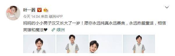 叶一茜晒儿子近照，8岁小亮仔已长成阳光美少年了，比爸爸还帅