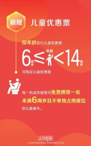 ​新规！儿童买火车票按年龄计算
