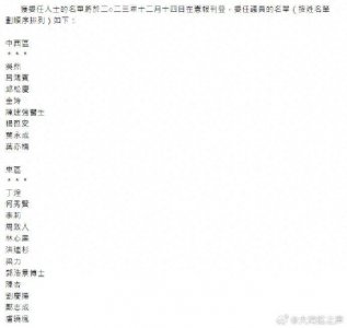 ​香港特区政府公布区议会委任议员及当然议员名单