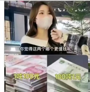 ​1吨100元和100吨1元（纸币）哪个值钱？