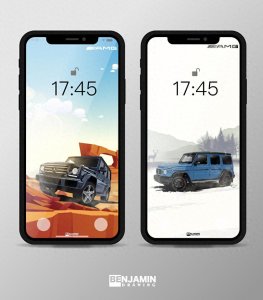 ​男人的梦想车？2款手绘奔驰大G 无水印手机壁纸