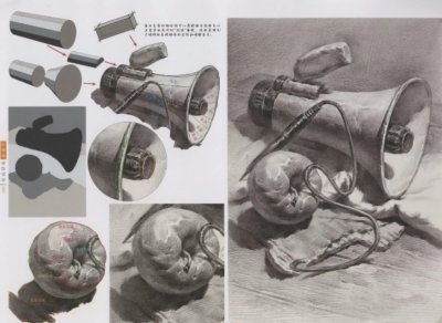 ​临摹精选丨联考风素描静物组合范画