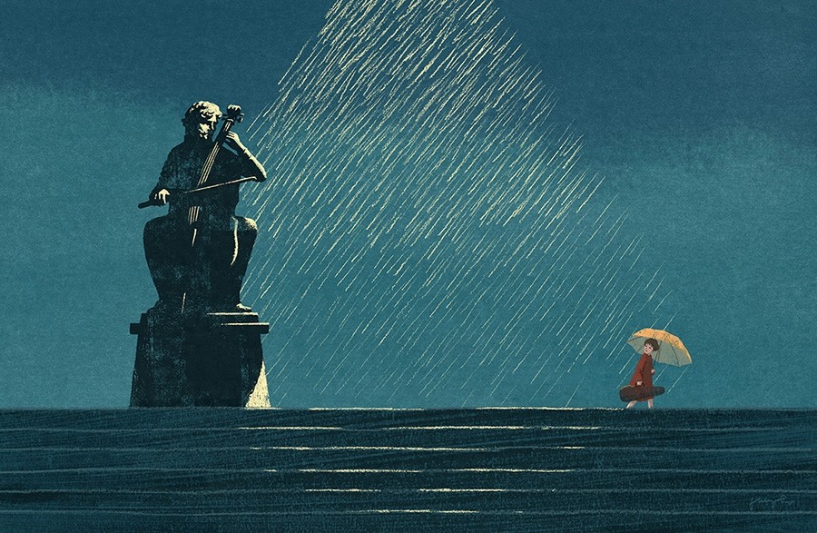 韩国插画师Jungho Lee，温柔而忧郁的蓝色情调