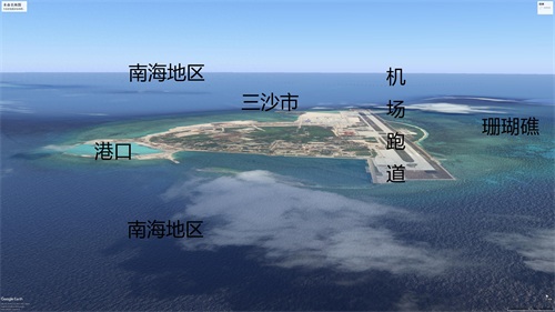 海南四大地级市简易地形图，海口，三亚，儋州和在海上的三沙市