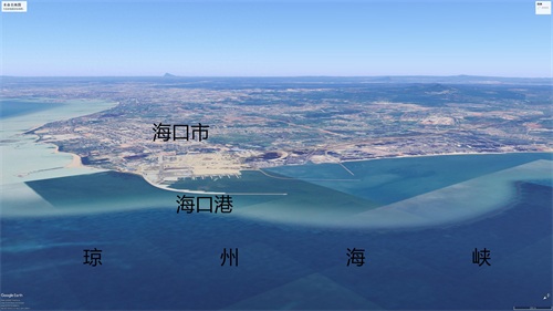 海南四大地级市简易地形图，海口，三亚，儋州和在海上的三沙市